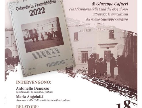 Francavilla Fontana, il 18 febbraio presentazione della nuova edizione del Calendariu Franchìddesi