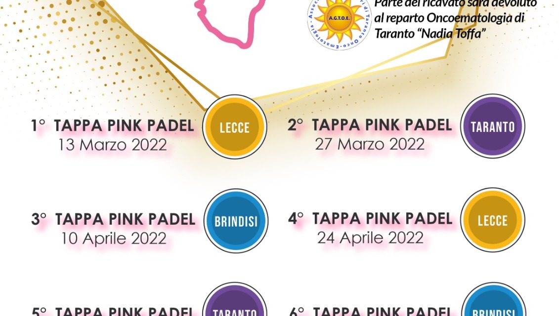 Sport e solidarietà, Pink Padel League: 6 tappe tra Brindisi, Lecce e Taranto