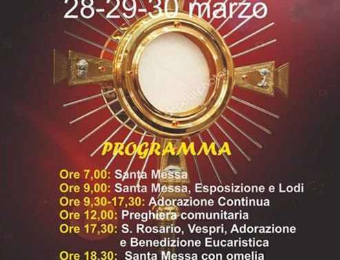 San Vito dei Normanni, il programma delle solenni “Quarantore” nella Parrocchia Santa Maria della Mercede