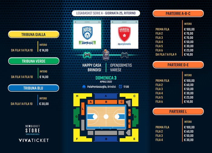 Basket, serie A, il Palapentassuglia torna al 100%: biglietti in vendita per Brindisi-Varese