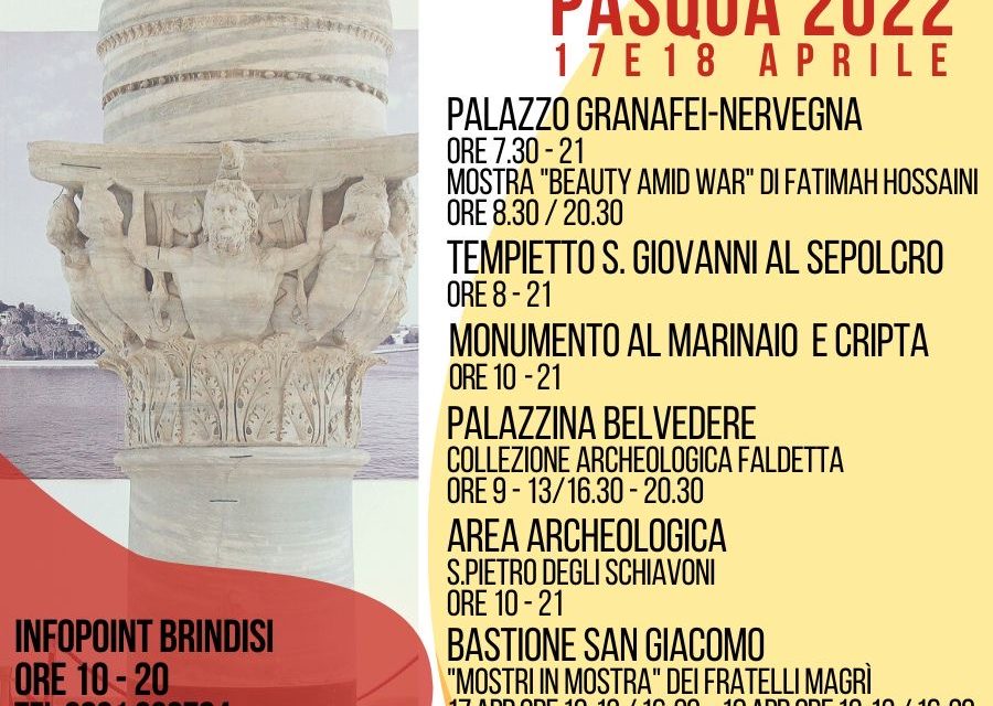 I beni culturali di Brindisi aprono le porte ai visitatori nei giorni di Pasqua e Pasquetta