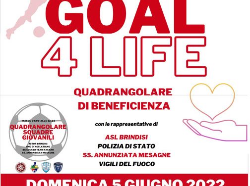 Goal 4 Life, il quadrangolare di calcio di Beneficenza di Aido Brindisi sarà presentato il 30 maggio a Mesagne