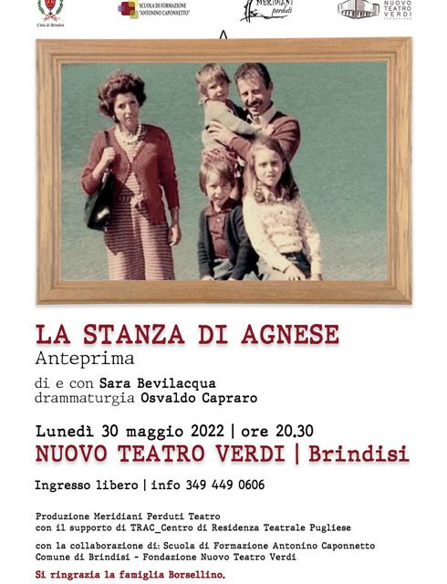 Nuovo Teatro Verdi, “La stanza di Agnese”, la storia di Paolo Borsellino uomo e giudice