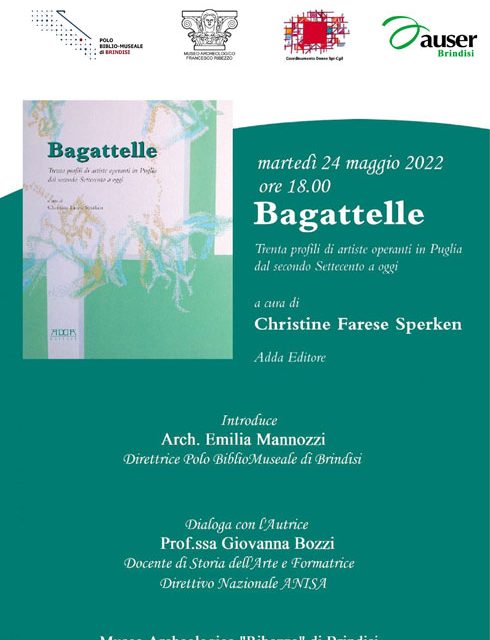 Brindisi, al Museo Archeologico “Ribezzo” la presentazione del libro “Bagattelle” di Christine Farese Sperken