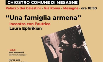 ‘Una famiglia armena’: stasera nell’Atrio del Comune di Mesagne la presentazione del libro di Laura Ephrikian