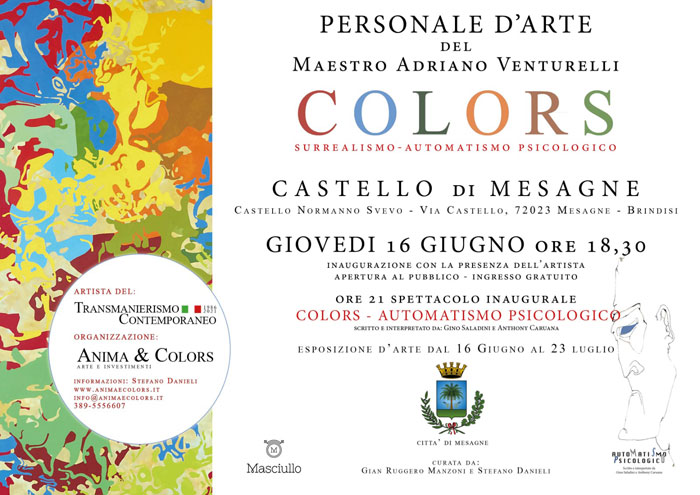 Colors – automatismo psicologico Surrealismo: il maestro Adriano Venturelli inaugura a Mesagne la sua mostra