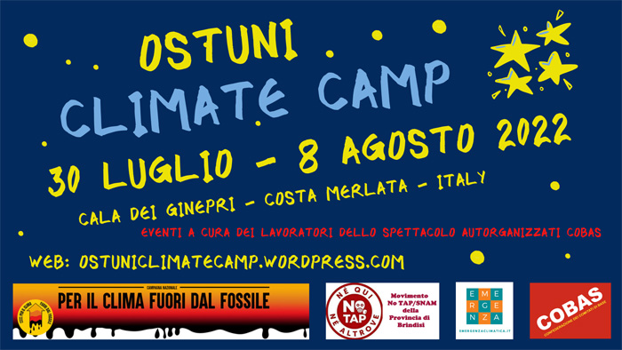 Ostuni Climate Camp, iniziati dieci giorni di confronti e dibattiti per il clima e contro le nuove grandi opere fossili