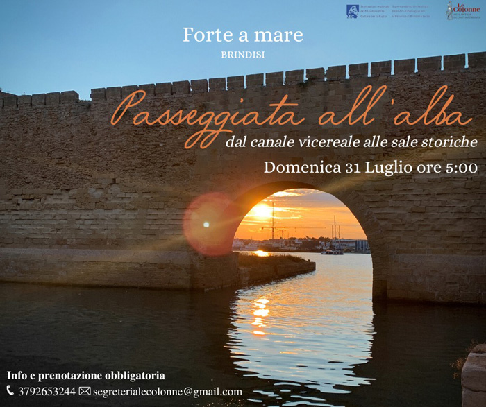 Continuano le attività di Luglio presso il Forte a Mare, domenica 31 luglio visita guidata all’alba