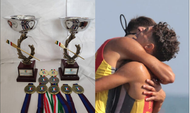 Canottaggio, titolo nazionale del doppio junior del campionato italiano Beach Sprint di Costal Rowing per gli atleti del gruppo Vigili de Fuoco “Carrino” di Brindisi