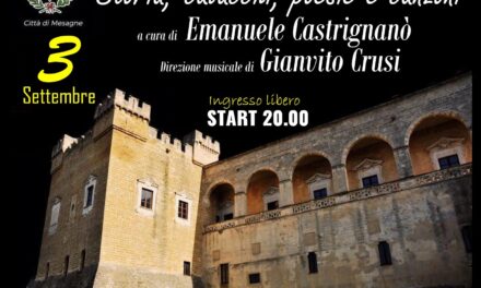 Emanuele Castrignanò racconta la “favola di Mesagne”, sabato 3 settembre nell’atrio del Castello