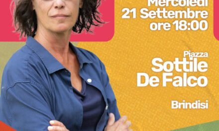 Politiche 2022, mercoledì 21 settembre 2022 Ilaria Cucchi a Brindisi