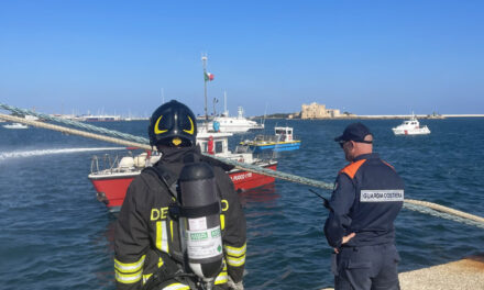 Esercitazione complessa del tipo antincendio, antinquinamento e security nel porto di Brindisi ad opera della Guardia Costiera