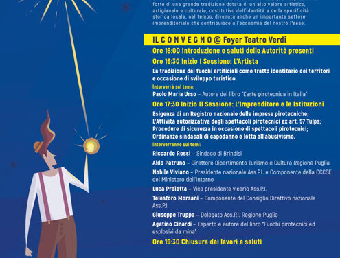 La Regione Puglia organizza a Brindisi il primo convegno sulla pirotecnia: grande spettacolo sul lungomare