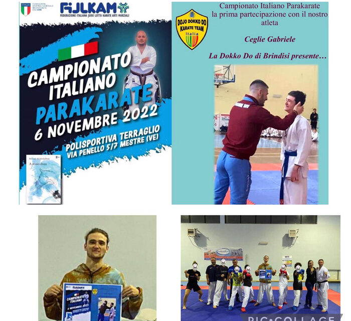 Grande emozione per il 19enne brindisino Gabriele Ceglie, il 6 novembre a Venezia per il Campionato Italiano di Parakarate
