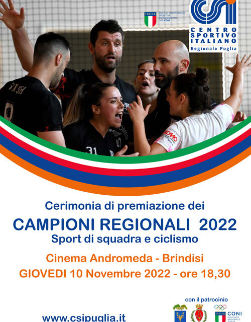 A Brindisi la premiazione dei Campioni Regionali CSI 2022