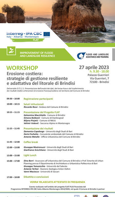 Workshop “Erosione costiera: strategie di gestione resiliente e adattativa del  litorale di Brindisi”