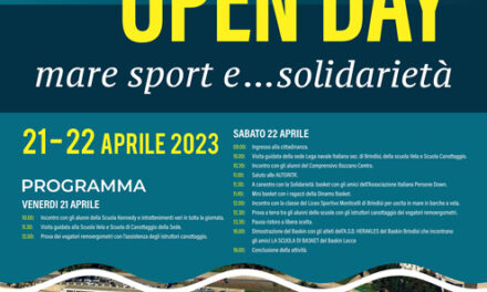 Lega Navale Italiana Brindisi, il 21 e 22 aprile l’Open Day “Mare Sport e… solidarietà”