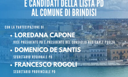 Elezioni Amministrative Brindisi, il 17 aprile la presentazione della lista del Partito Democratico