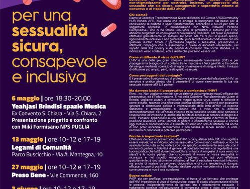 Check Point HIV gratuiti a Brindisi, il progetto della Collettiva TFQ, Community Hub ed NPS