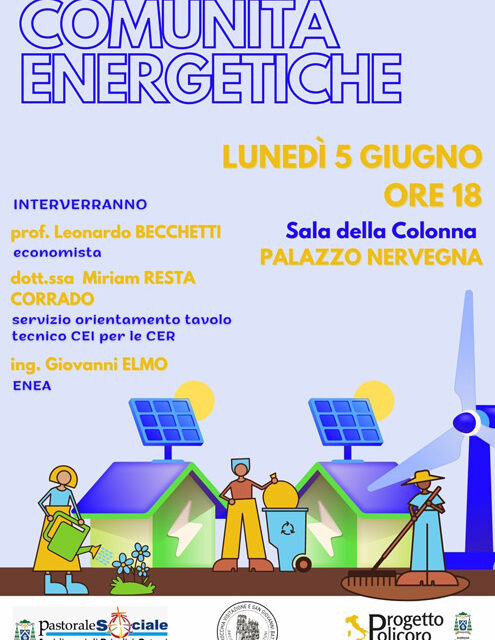 Brindisi, incontro di informazione sulle Comunità Energetiche a Palazzo Nervegna organizzato da Parrocchia Cattedrale, Pastorale Sociale e Progetto Policoro