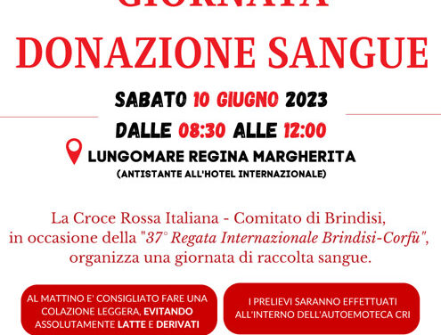 Croce Rossa Italiana e Circolo della Vela Brindisi, giornata per la donazione del sangue