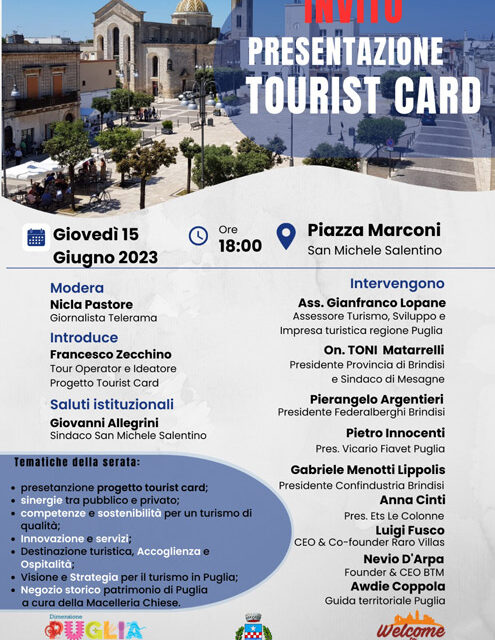 San Michele Salentino, giovedì 15 giugno presentazione della Tourist Card