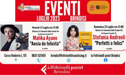 Cultura, la Feltrinelli Point e “Brindisi e le Antiche Strade”, appuntamenti con Malika Ayane e Stefania Andreoli