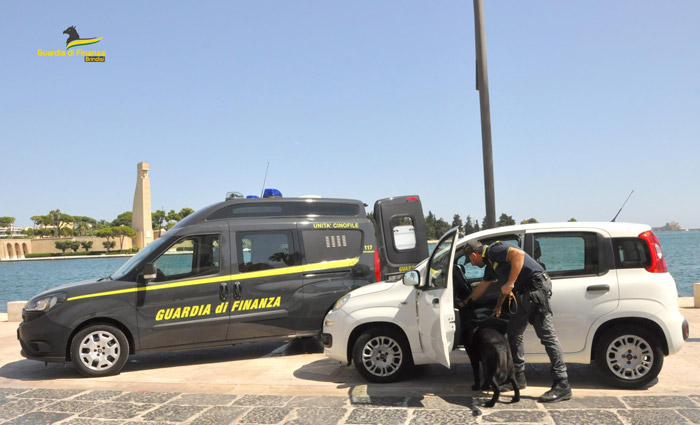 Guardia di Finanza e Movida, controlli antidroga con le unità cinofile a Fasano e Cisternino, sequestrate cocaina e hashish