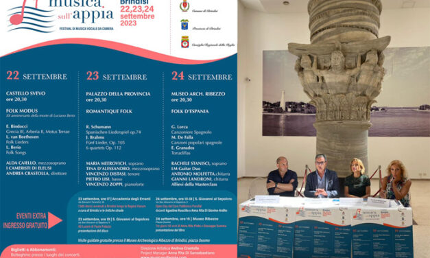 Musica sull’Appia, presentato a Brindisi il Festival Internazionale di Musica Vocale da Camera organizzato dall’ASP “Parsifal”