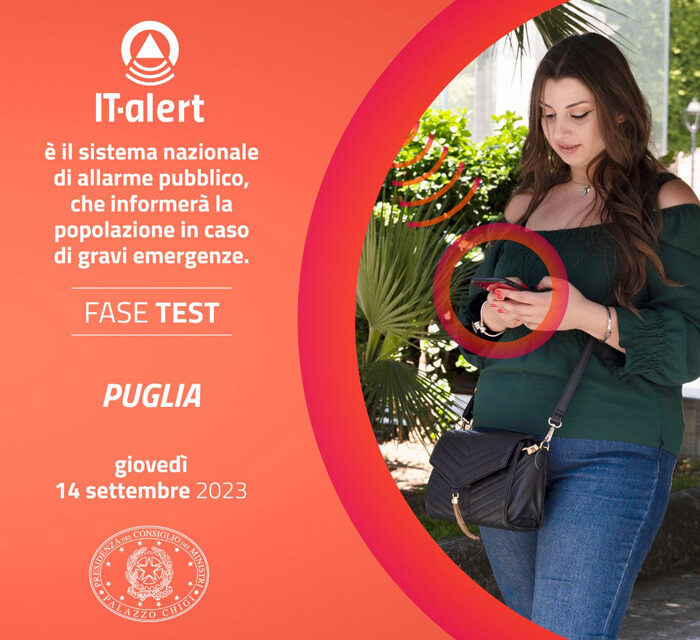 It-Alert, al via test del nuovo sistema di allarme pubblico in Puglia