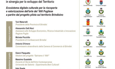 Confesercenti e Provincia di Brindisi presentano il convegno: “Salviamo il ‘900. Puglia ‘900-Brindisi ‘900. Innovazione, Cultura e Turismo in sinergia per lo sviluppo del territorio”