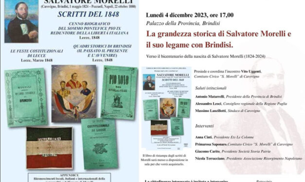 Incontro pubblico “La grandezza storica di Salvatore Morelli e il  suo legame con Brindisi”
