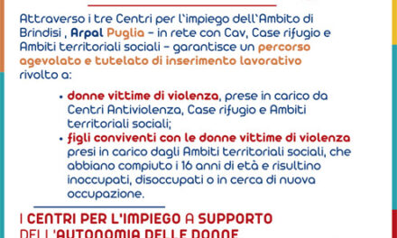 Centri per l’impiego per l’indipendenza delle donne vittime di violenza, a Brindisi la firma il protocollo del Progetto Interistituzionale