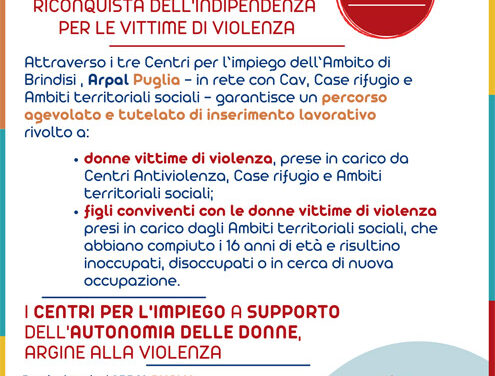 Centri per l’impiego per l’indipendenza delle donne vittime di violenza, a Brindisi la firma il protocollo del Progetto Interistituzionale