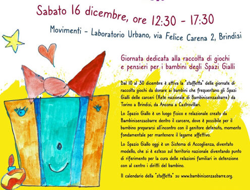 Movimento Laboratorio Urbano Brindisi, sabato 16 dicembre via al Progetto Nazionale “Il carcere alla prova dei bambini e delle loro famiglie”