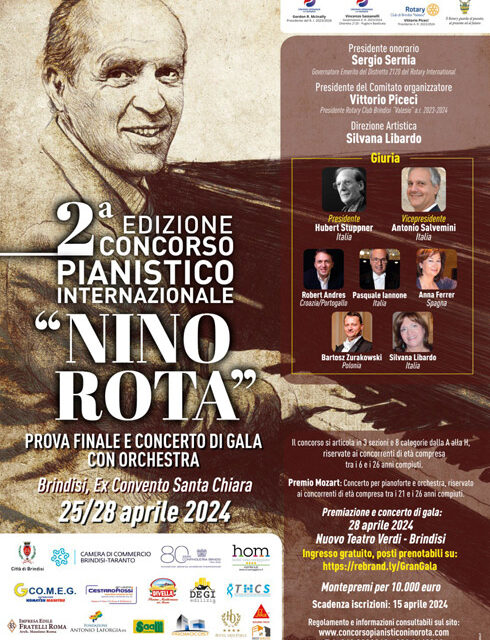 Brindisi, talenti al pianoforte, concorso “Nino Rota” 2024