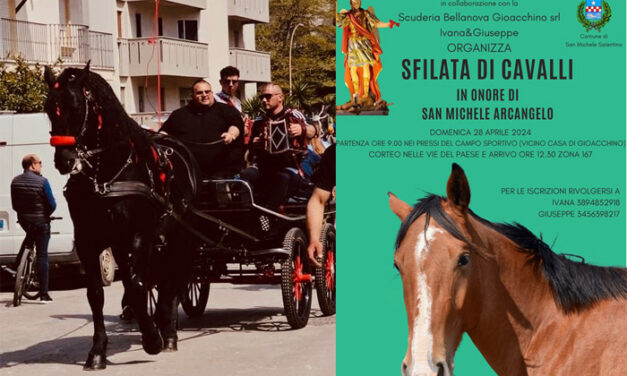 Sfilata di cavalli e sbandieratori nelle vie di San Michele Salentino in programma il 28 aprile