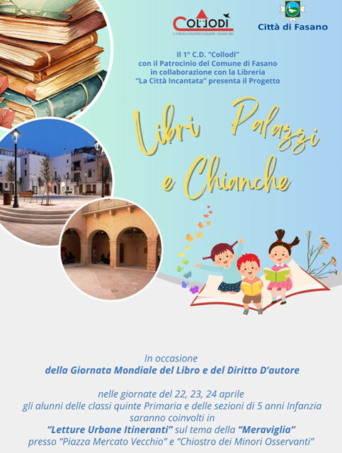 Fasano, letture itineranti sul tema ‘La meraviglia’ dal 22 al 24 aprile. “Libri, Palazzi e Chianche”: progetto per le scuole