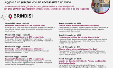 Leggere alla pari, a Brindisi la Biblioteca Itinerante Edizioni La Meridiana dal lunedì 27 al 31 maggio presso Palazzo Nervegna