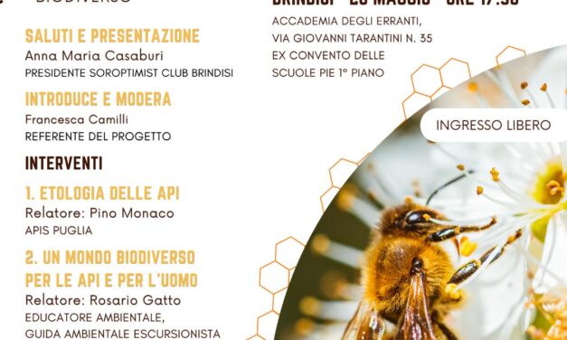 Soroptmist International Club di Brindisi organizza il convegno dal titolo :”Giornata delle Api, per un mondo biodiverso”