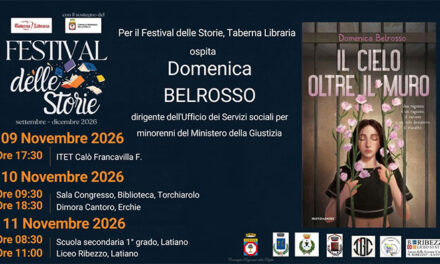 Il Festival delle Storie della Taberna Libraria di Latiano prosegue con Domenica Belrosso: cinque appuntamenti tra scuole e territorio per raccontare il mondo degli adolescenti e il valore della legalità