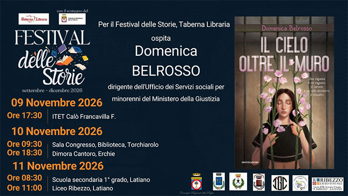 Il Festival delle Storie della Taberna Libraria di Latiano prosegue con Domenica Belrosso: cinque appuntamenti tra scuole e territorio per raccontare il mondo degli adolescenti e il valore della legalità